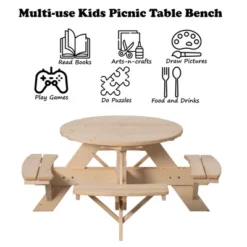 Gardenised Wooden Kids Round Picnic Table Bench, Outdoor Children's Backyard Table, Crafting, Dining, And Playtime Patio Table 12 Gardenised Wooden Kids Round Picnic Table Bench, Outdoor Children's Backyard Table, Crafting, Dining, And Playtime Patio Table -Safavieh Shop GUEST f2d84057 fc67 41fa b7fb 791f182f520b