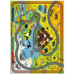KC CUBS Boy & Girl Kids Animal Safari Car Vehicle Traffic Road Educational Learning & Game Play Nursery Bedroom Classroom Rug Carpet -Safavieh Shop GUEST f2e6c899 50f2 4991 8536 db49df2e96d5