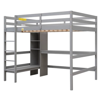 Full Size Loft Bed With Multifunction Shelves And Under-Bed Desk - ModernLuxe 9 Full Size Loft Bed With Multifunction Shelves And Under-Bed Desk - ModernLuxe - Image 7