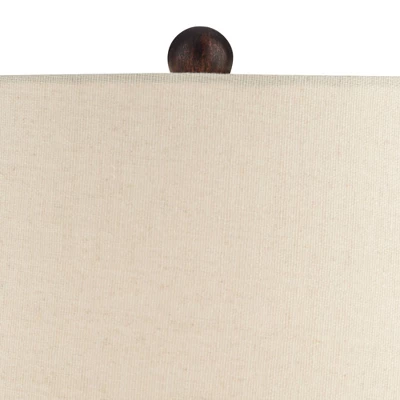 Franklin Iron Works Murphy Rustic Industrial Accent Table Lamp Miner Lantern 23" High Red Bronze Oatmeal Fabric Shade For Bedroom Living Room Office 4 Franklin Iron Works Murphy Rustic Industrial Accent Table Lamp Miner Lantern 23" High Red Bronze Oatmeal Fabric Shade For Bedroom Living Room Office - Image 2