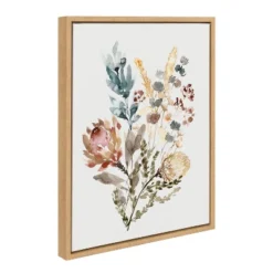 18" X 24" Sylvie Wildflower Bunch Framed Wall Canvas By Sara Berrenson Natural - Kate & Laurel All Things Decor
