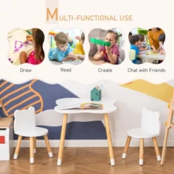Qaba Kids Table And Chair Set For Arts, Meals, Lightweight Wooden Homework Activity Center, Toddlers Age 3+, White -Safavieh Shop GUEST f65fa918 e1d8 4a0b b3de 89a46b3a22b5