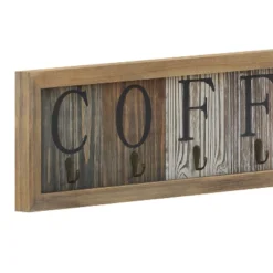 Merrick Lane Pheltz Wooden Wall Mount 6 Cup Distressed Wood Grain Printed COFFEE Mug Organizer With Metal Hanging Hooks, No Assembly Required -Safavieh Shop GUEST f6ba366d e356 49a0 88af 3b2fb65210c4
