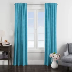 Bacati - Aqua Arrows Cotton Printed Single Window Curtain Panel