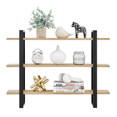 35.5" X 31.5" Rio 3 Tier Floating Bracket Wall Shelf Chestnut - Danya B. 8 35.5" X 31.5" Rio 3 Tier Floating Bracket Wall Shelf Chestnut - Danya B. - Image 6