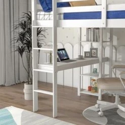 Wooden Loft Bed With Ladder, Desk And Shelves-ModernLuxe -Safavieh Shop GUEST f7cd69ea fd8c 407d 8149 7603425db3b5