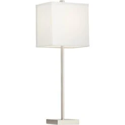 360 Lighting Franco Modern Table Lamps 26 1/2" High Set Of 2 Brushed Nickel With USB Charging Ports White Square Shade For Bedroom Living Room Desk -Safavieh Shop GUEST f81a8fca a714 427f 9fa1 d0204a66b297