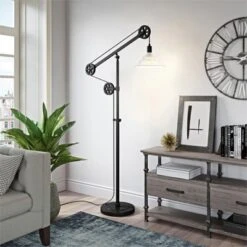 Metal And Glass Pulley Floor Lamp In Black - Henn&Hart -Safavieh Shop GUEST f9c300a0 a482 413a b9fb 50d4e74de28d