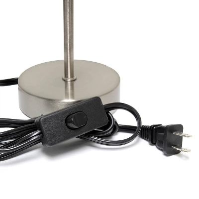 10.5" Petite Metal Stick Bedside Table Desk Lamp In Sand Nickel With Fabric Shade White - Creekwood Home 5 10.5" Petite Metal Stick Bedside Table Desk Lamp In Sand Nickel With Fabric Shade White - Creekwood Home - Image 3