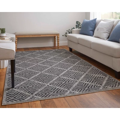 Katari Modern Geometric, Gray/Tan/Black, 1'-8" X 2'-10" Accent Rug 4 Katari Modern Geometric, Gray/Tan/Black, 1'-8" X 2'-10" Accent Rug - Image 2
