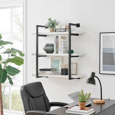 31.5" X 33.2" Modern 3 Tier Hanging Bracket Wall Shelve White Birch - Danya B. 9 31.5" X 33.2" Modern 3 Tier Hanging Bracket Wall Shelve White Birch - Danya B. - Image 7