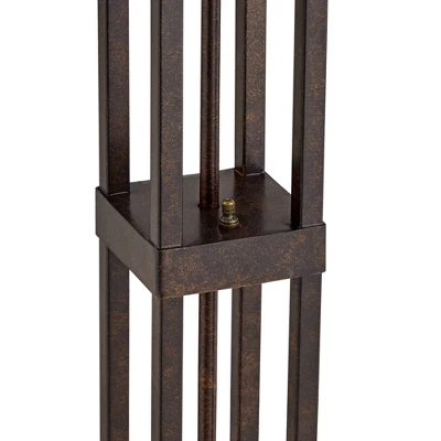 Robert Louis Tiffany Mission Rustic Floor Lamp 60 1/2" Tall Oiled Bronze With Nightlight Geometric Stained Art Glass Shade For Living Room Bedroom 6 Robert Louis Tiffany Mission Rustic Floor Lamp 60 1/2" Tall Oiled Bronze With Nightlight Geometric Stained Art Glass Shade For Living Room Bedroom - Image 4