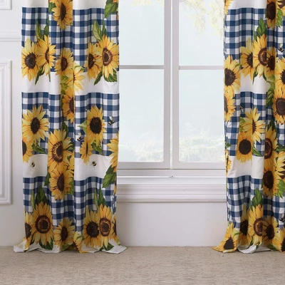 Sunflower Window Panel Blackout Curtain Pair 42" X 84" Gold By Barefoot Bungalow 5 Sunflower Window Panel Blackout Curtain Pair 42" X 84" Gold By Barefoot Bungalow - Image 3